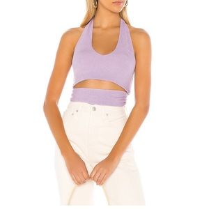 Super down lavender  tie crop top